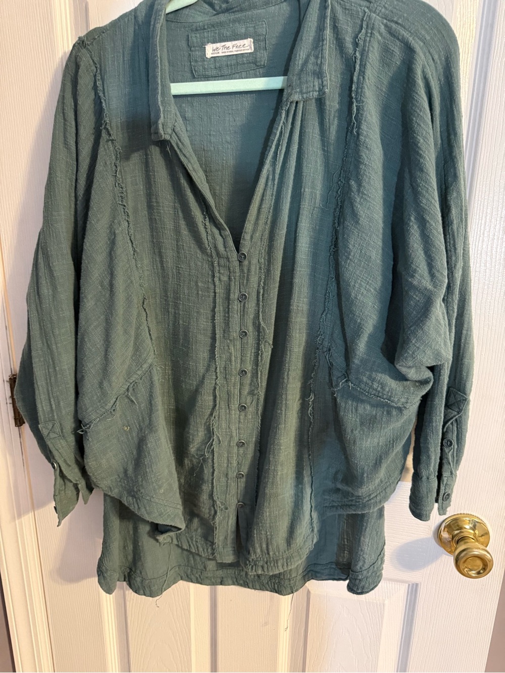 We The Free Olive-Green Button Front Shirt